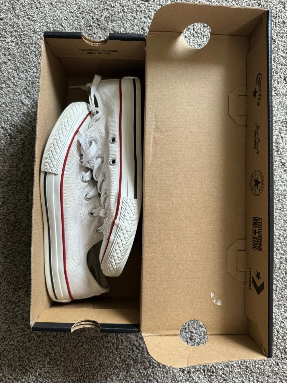 Converse Kids White Canvas Low Top Sneakers with Red Trim